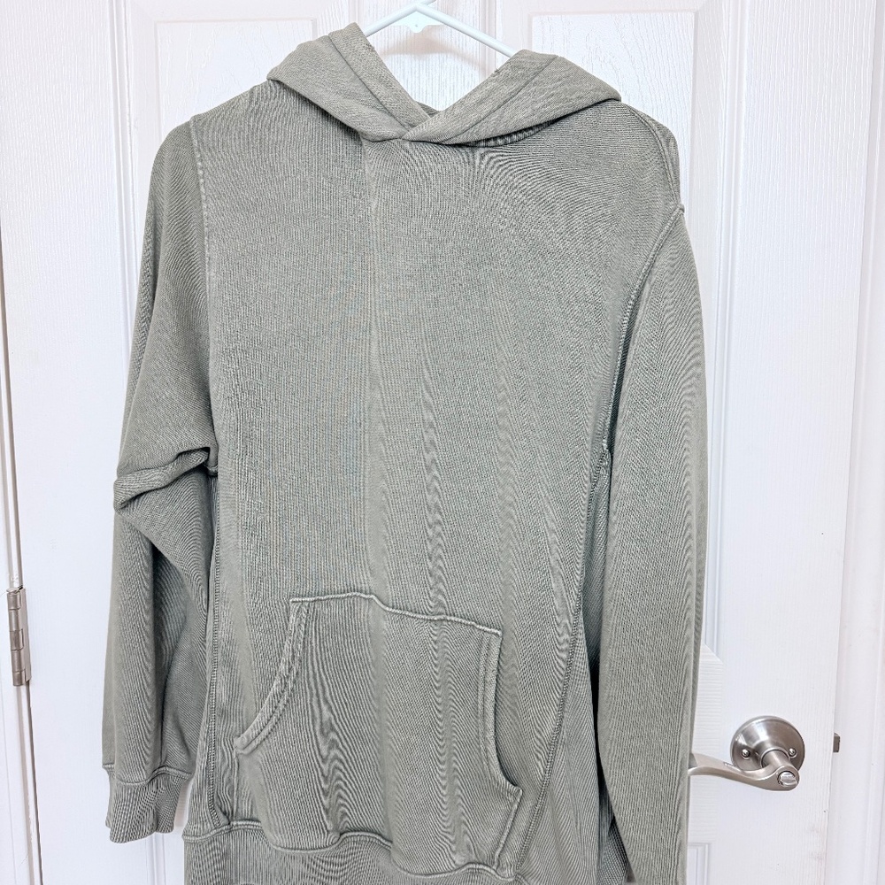 Aerie Washed Sage Green Pullover Hoodie – XXS (Fits Relaxed) – Distressed Hood